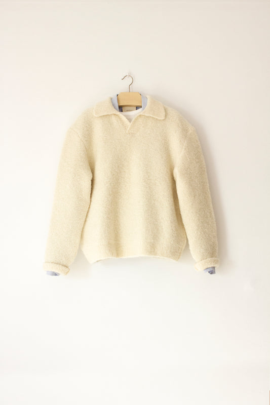 Wool and Alpaca Bouclé Polo Jumper